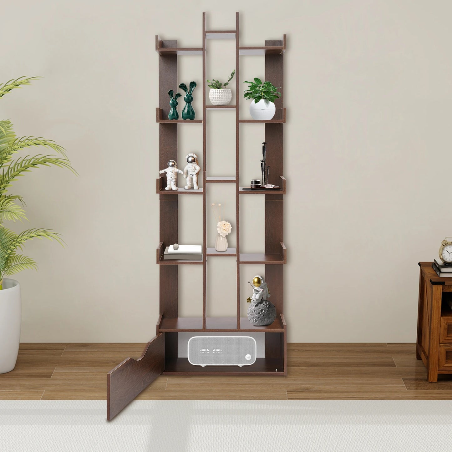 Bymaocar 15-Compartment Bookcase With Cabinet For Office