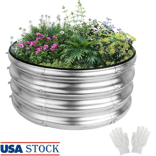 XMSJ Galvanized Raised Garden Bed Kit Outdoor Metal Planter