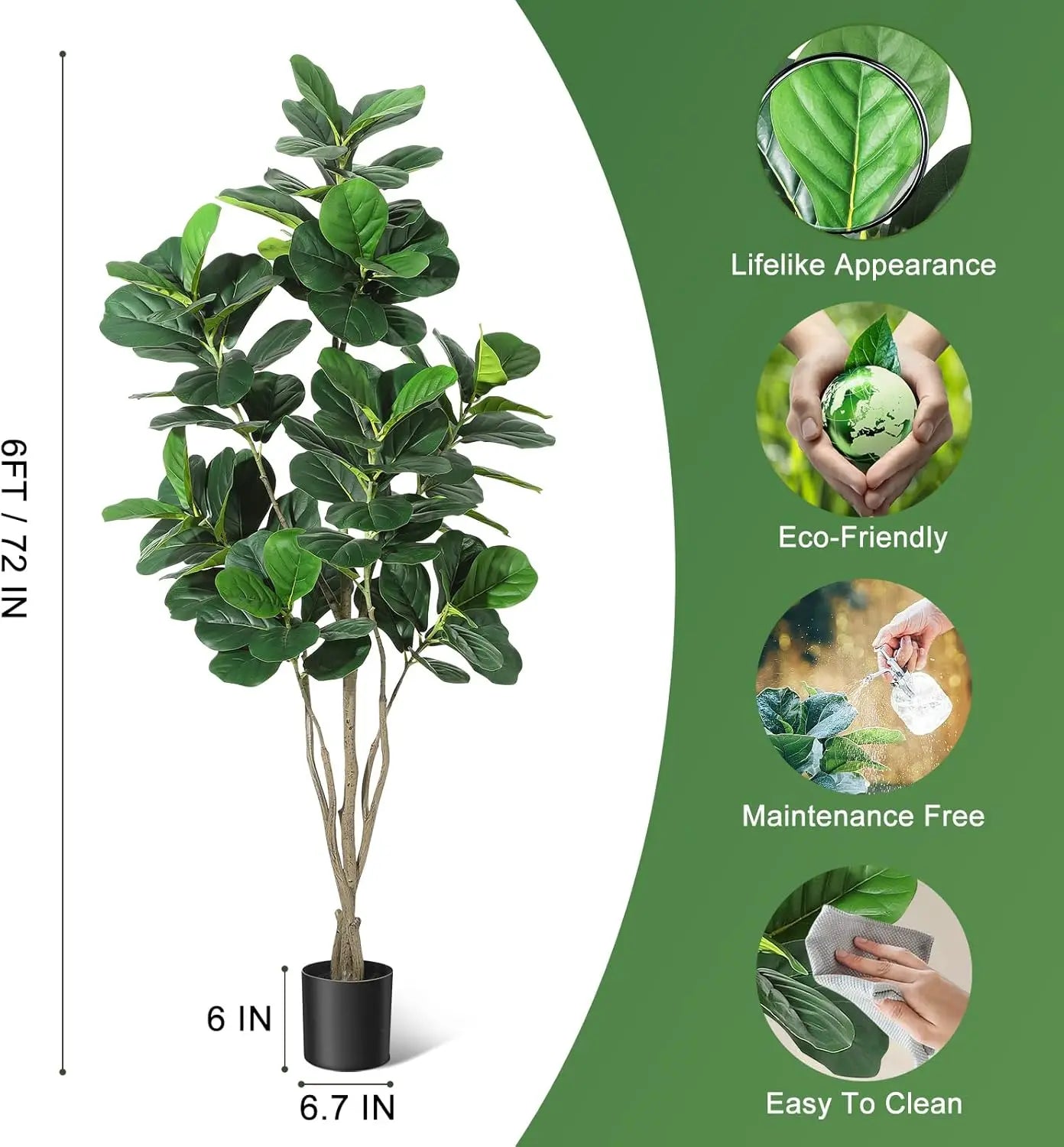 HiMISCN Fiddle Leaf Fig Tree Artificial For Home Decor