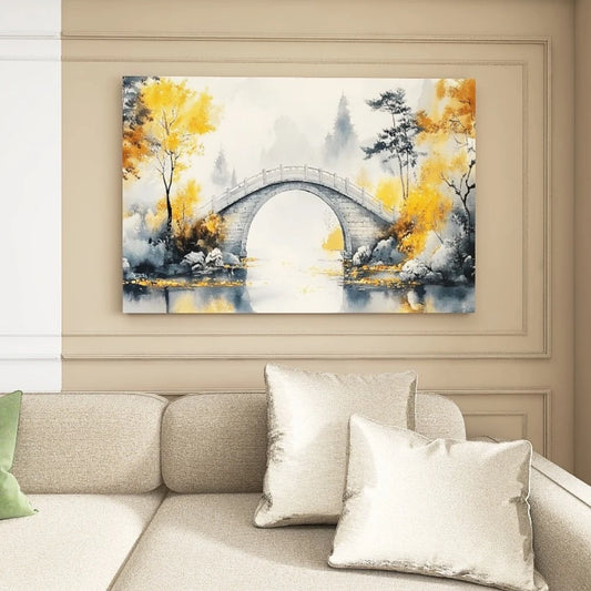 Pine Wood Frame Canvas Wall Art Living Room