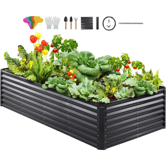 JIAOYING Metal Raised Garden Beds Kit Outdoor Planter