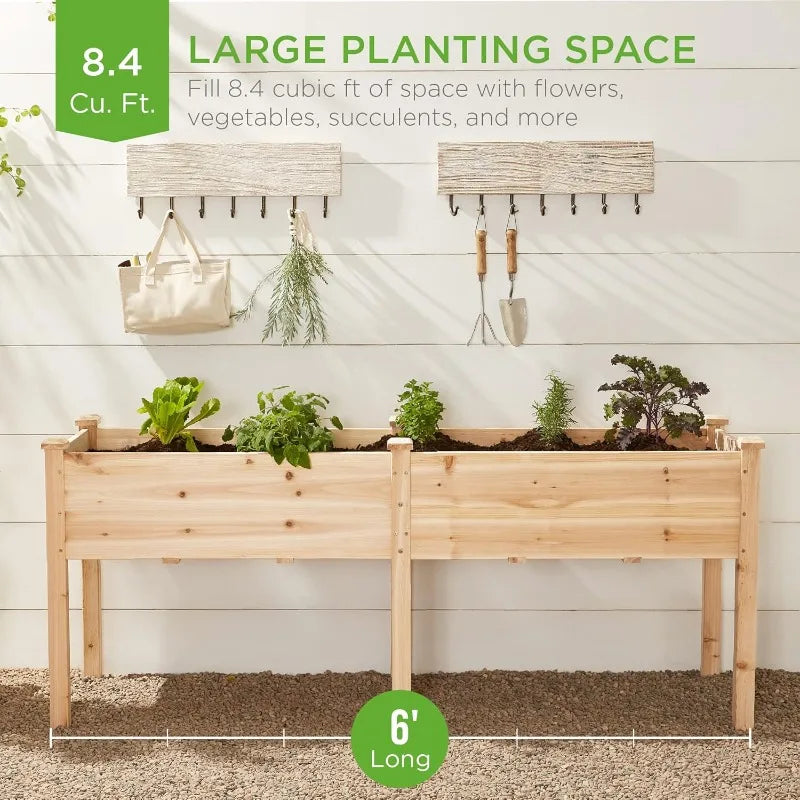 XMSJ Raised Garden Bed Wood Planter Box Stand Outdoor