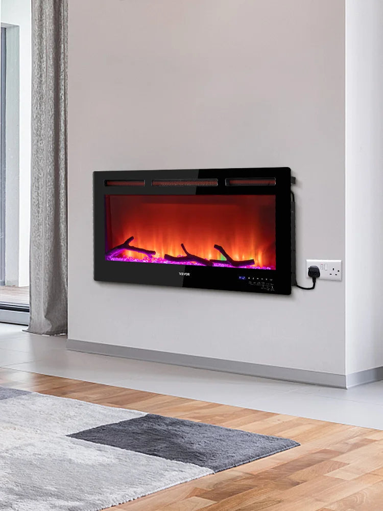VEVOR 1500W Electric Fireplace Recessed Wall Mount Heater