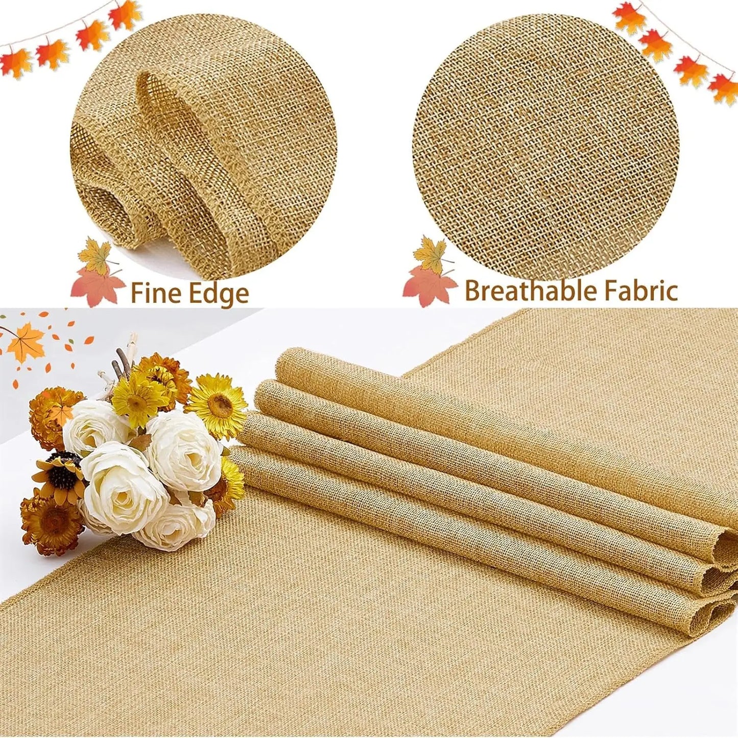Warm Welcome Decor Burlap Table Runners 36 Pack Set
