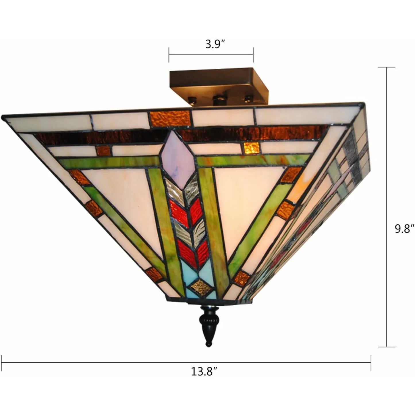 Tiffany Mission Style Semi Flush Ceiling Light Two Light
