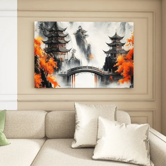 Pine Wood Frame Canvas Wall Art For Home