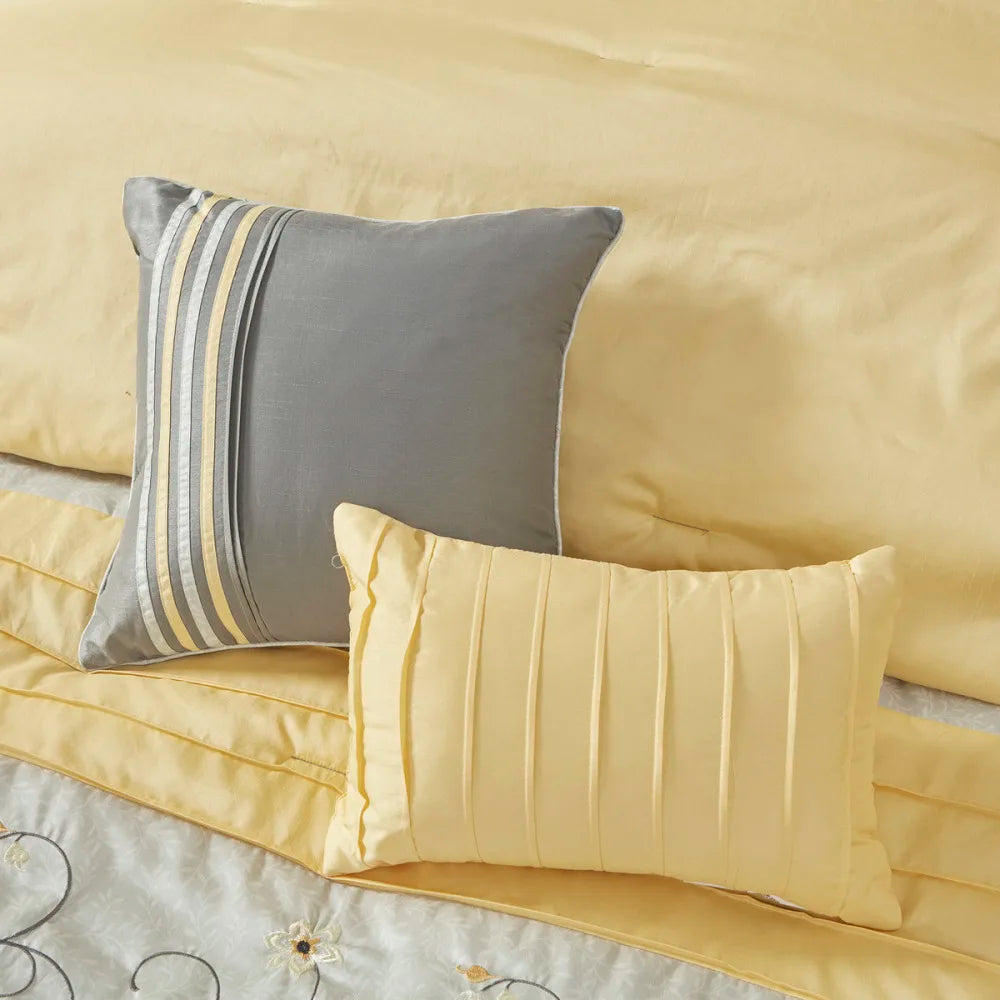 Hong Kong Embroidered 7 Piece Comforter Set Deluxe Essentials
