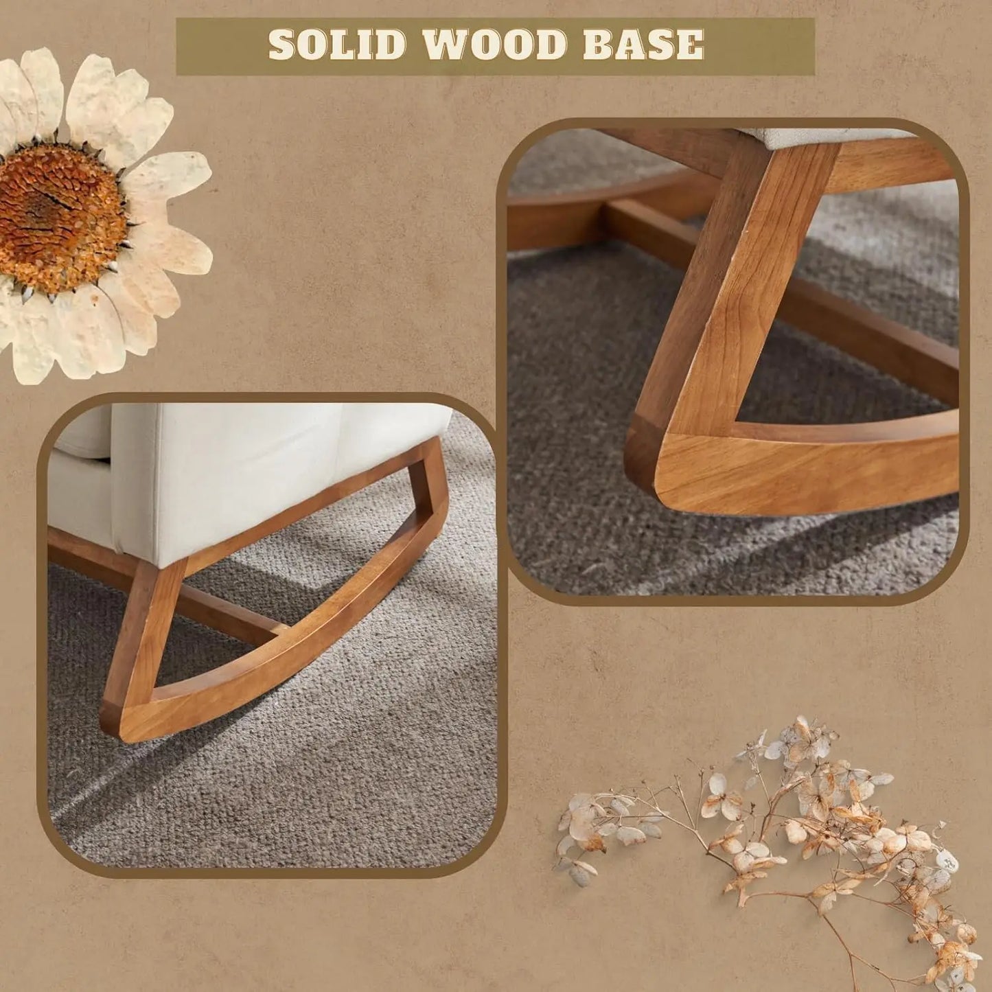 XMSJHign-concerned Nursery Rocking Chair Upholstered Glider