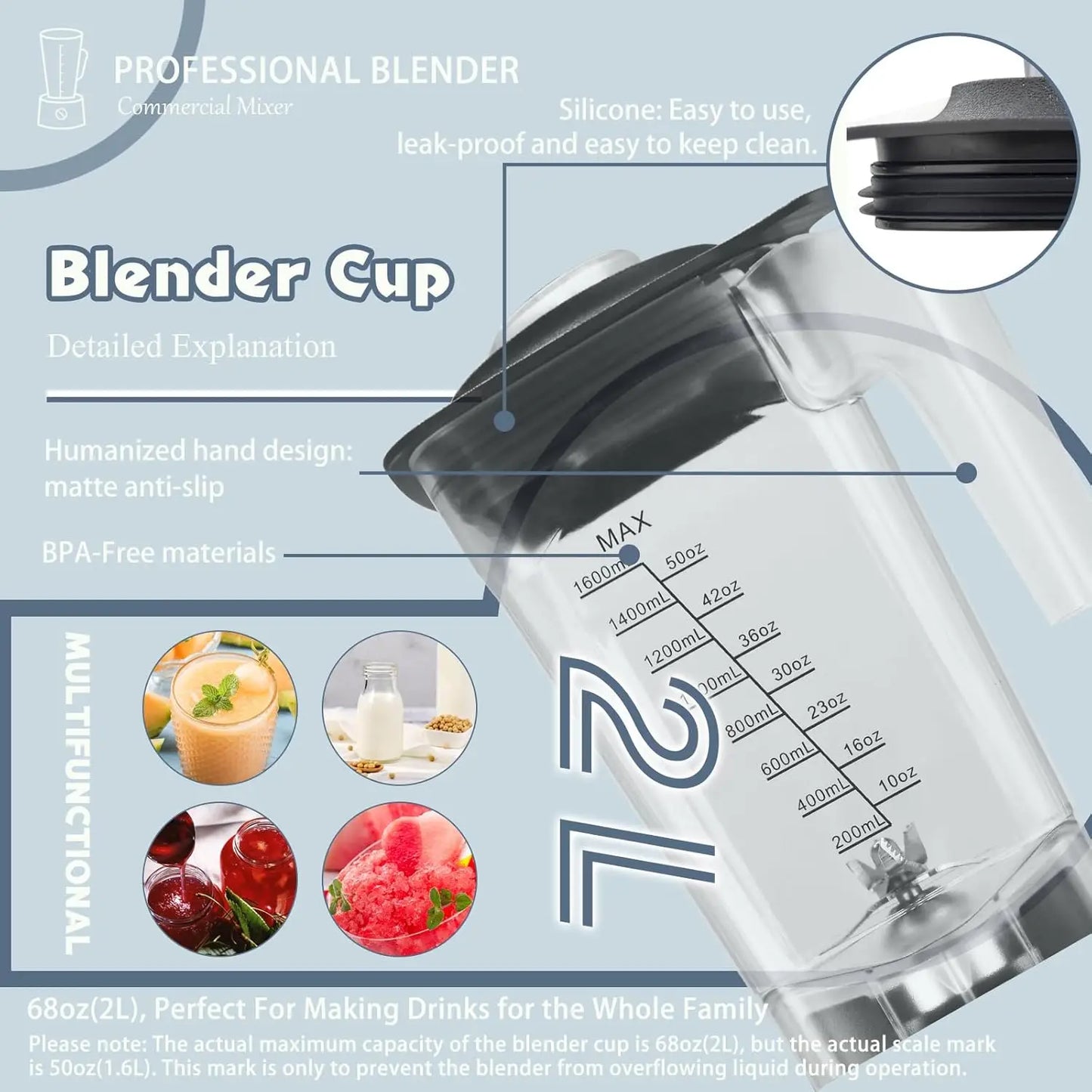 Warm Welcome Decor 2200W Power Blender BPA Free Pitcher