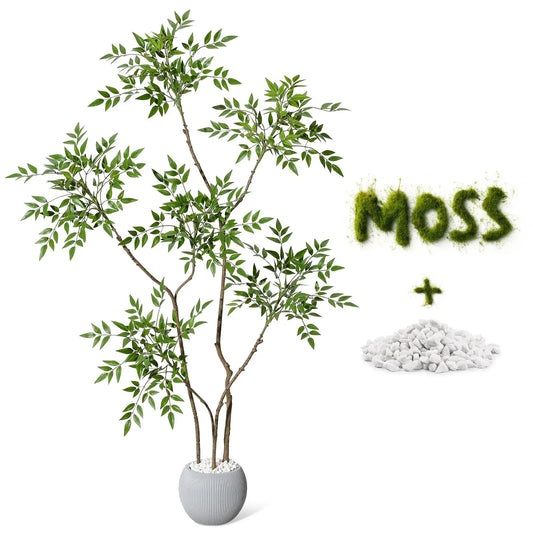 HiMISSCN Nandina Artificial Tree With White Planter Indoor