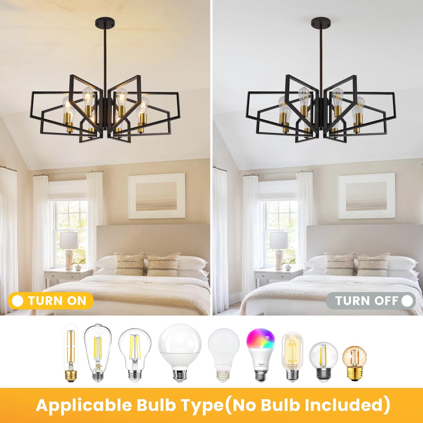 Geometric Eight Light Chandelier With Adjustable Height