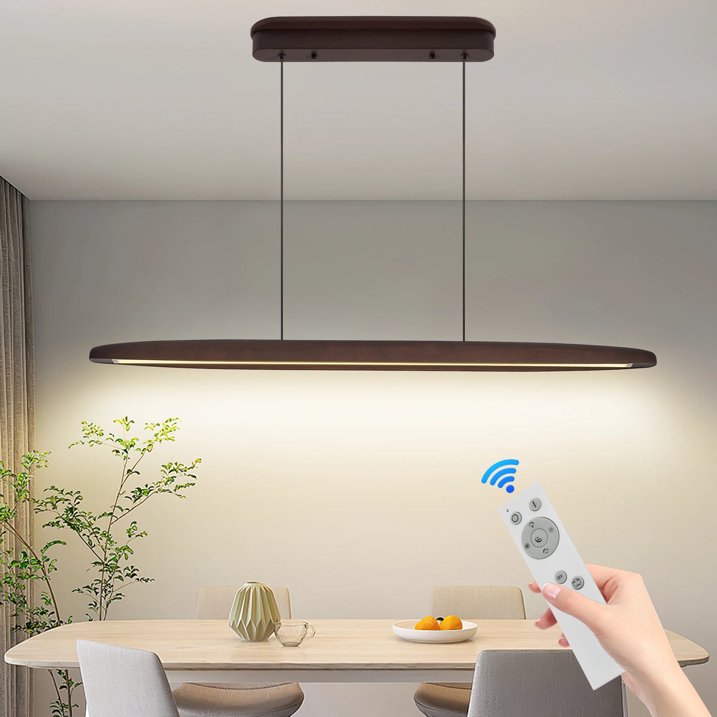 ARLGSITE Streamline Dimmable Wooden Pendant Light Fixture