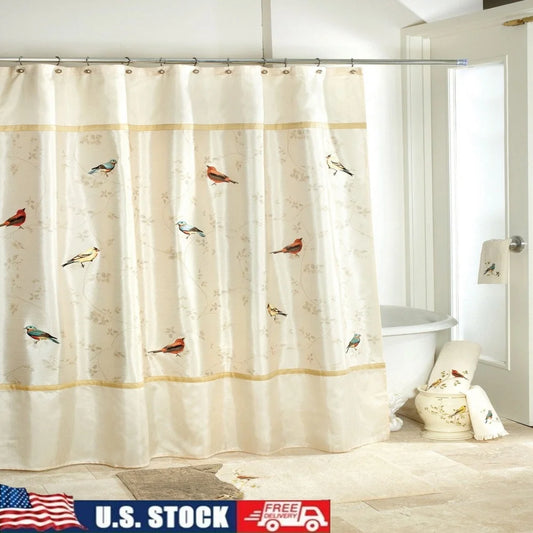 Durable Polyester Gilded Birds Shower Curtain Colorful Bird Motif Waterproof Bathroom Decor 70x72 Inches Fashionable Design