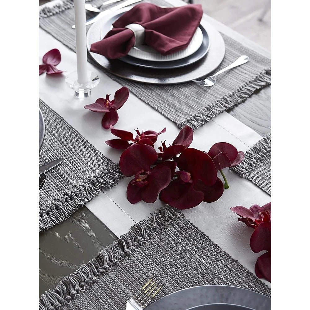 Warm Welcome Decor Cotton Placemat Set Of Six Fringe Mats