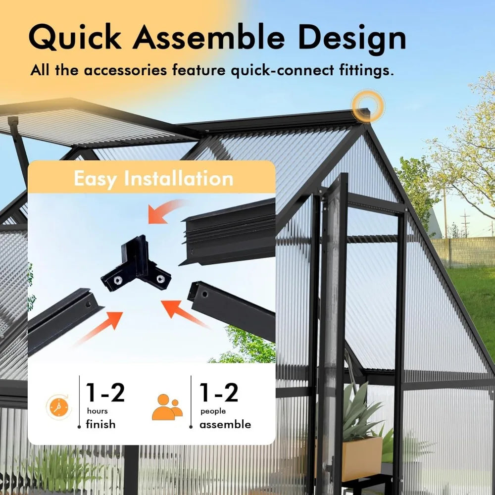 Color Aluminum Walk In Greenhouse Kit For Outdoor Use