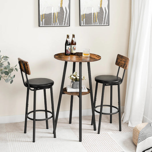 Round Bar Table 2 Tier Bistro With Storage For Home