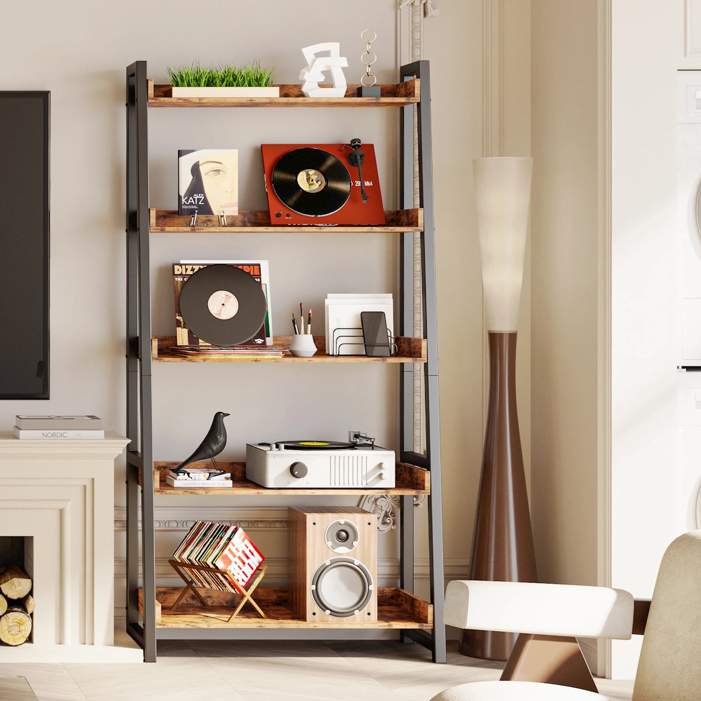 IRONCK Industrial 5 Tier Bookshelf Metal Storage Rack