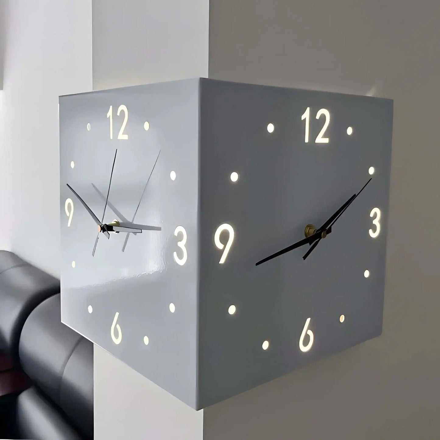 Warm Welcome Decor Corner Modern Luminous Wall Clock