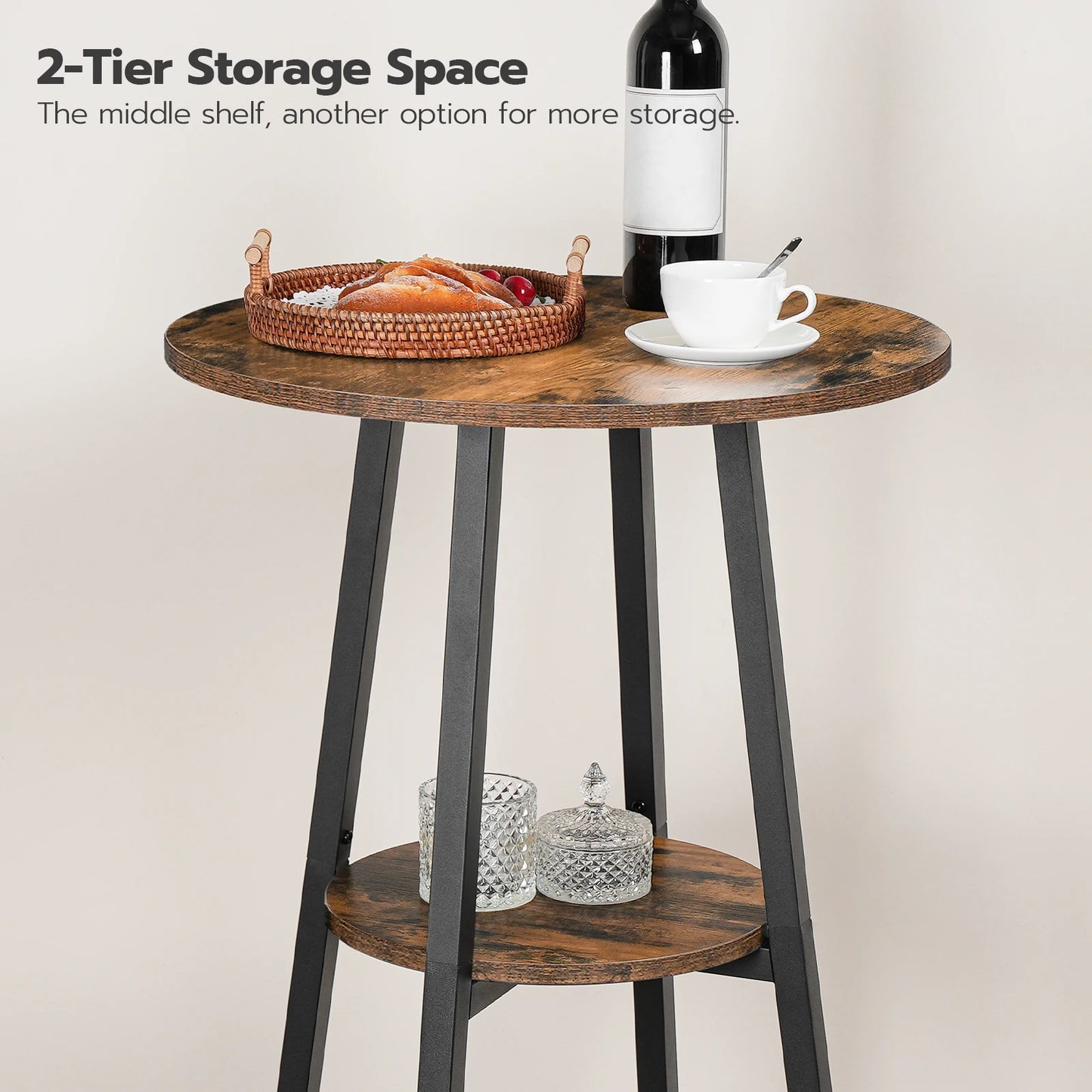 Round Bar Table 2 Tier Bistro With Storage For Home