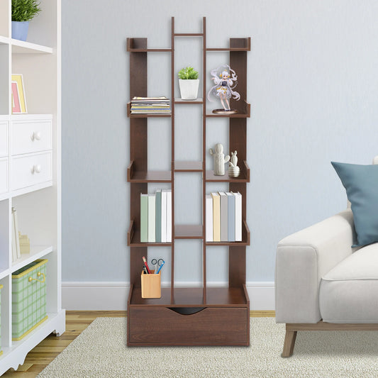 Bymaocar 15-Compartment Bookcase With Cabinet For Office