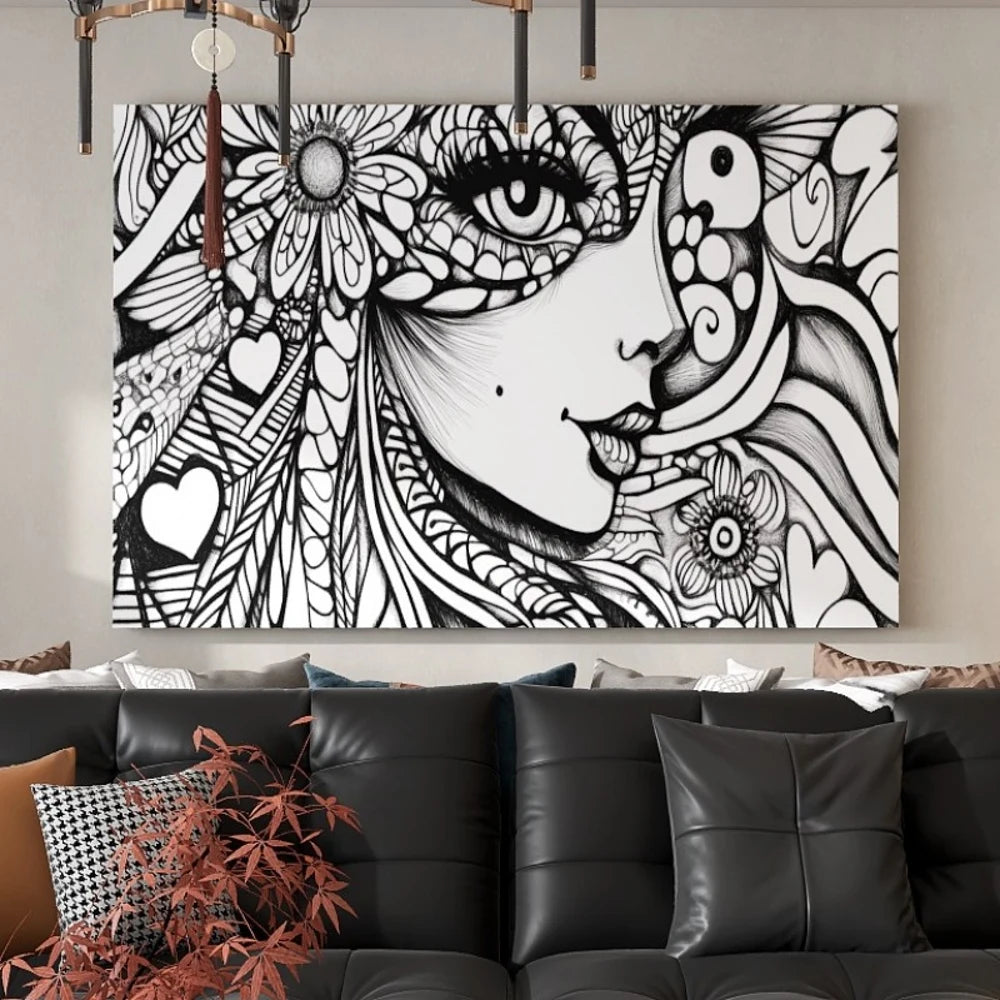 Pine Solid Wood Frame Canvas Wall Art