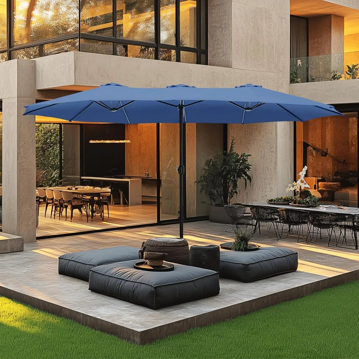 HUANZHUANG Double Sided Patio Umbrella With Base Included