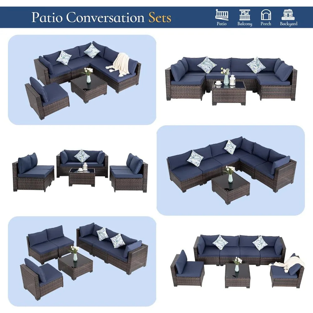 Angduo Outdoor Patio Furniture Set Wicker Sectional Sofa