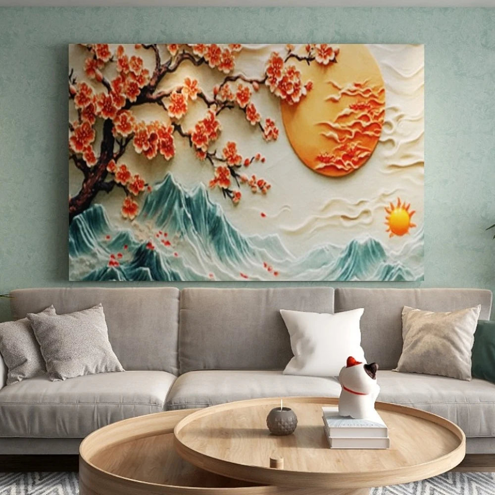 Canvas Wall Art Pine Wood Frame Living Room