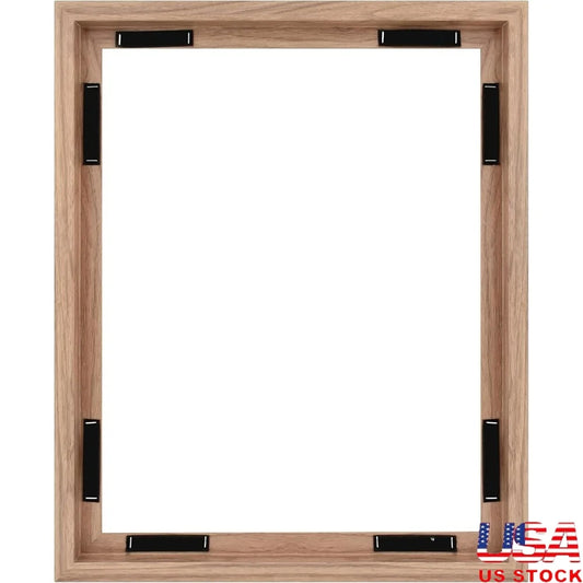 Canvas Float Frame 16x20 Walnut Woodgrain Wall Hanging Large Frame Easy Use Vertical Horizontal Display Art
