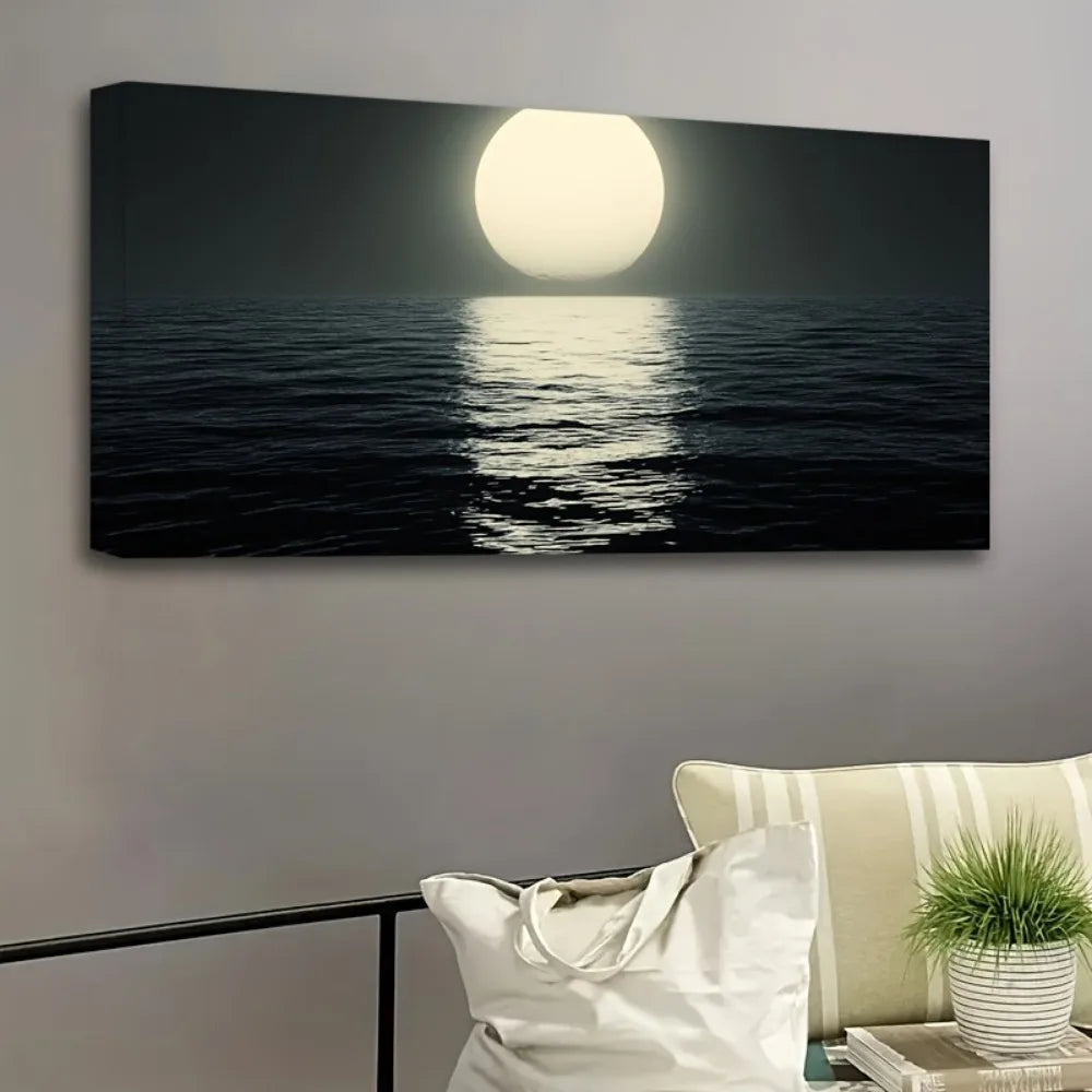 Hign Concerned Elegant Moon Ocean Landscape Wall Art Print