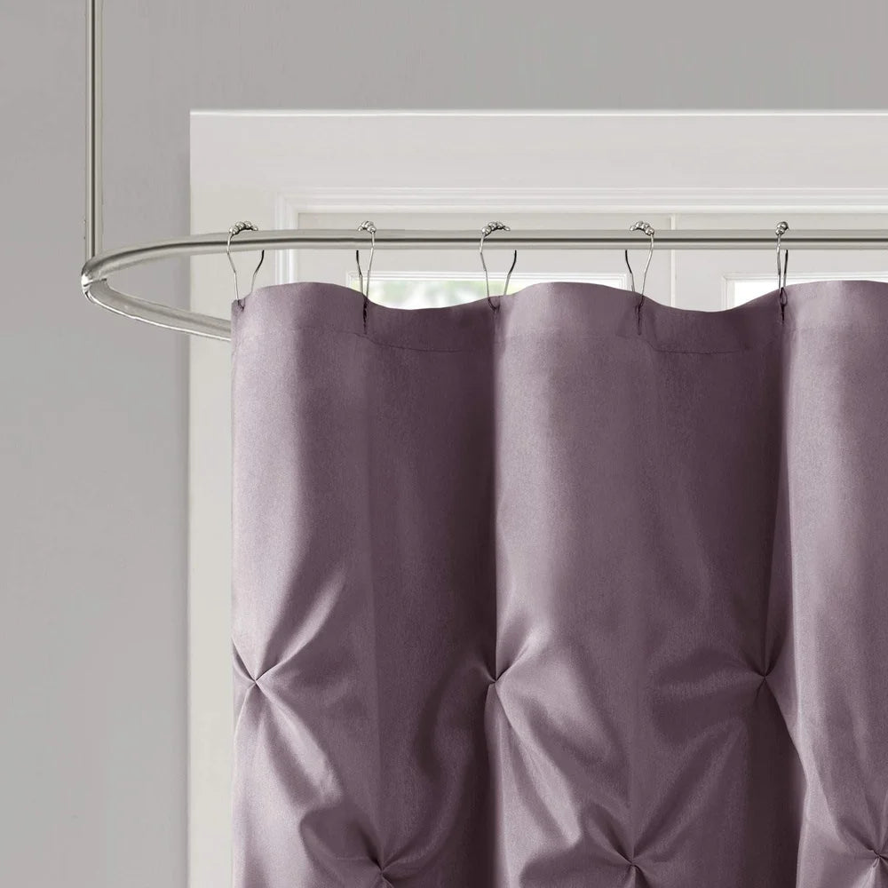Plum Faux Satin Shower Curtain Lightweight Semi-Sheer Bathroom Decor 72x72 with 12 Button Holes Machine Washable Easy Care