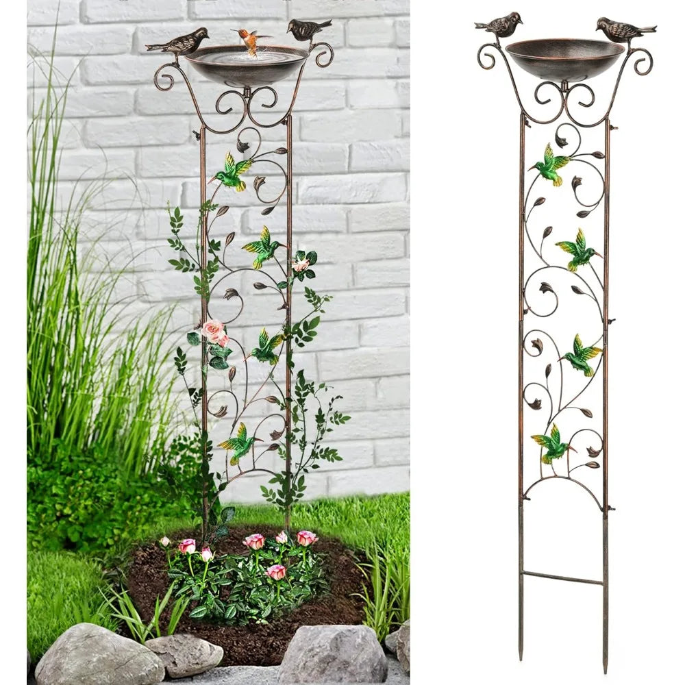 Lewis Wayne Garden Trellis Bird Bath Detachable Hummingbird