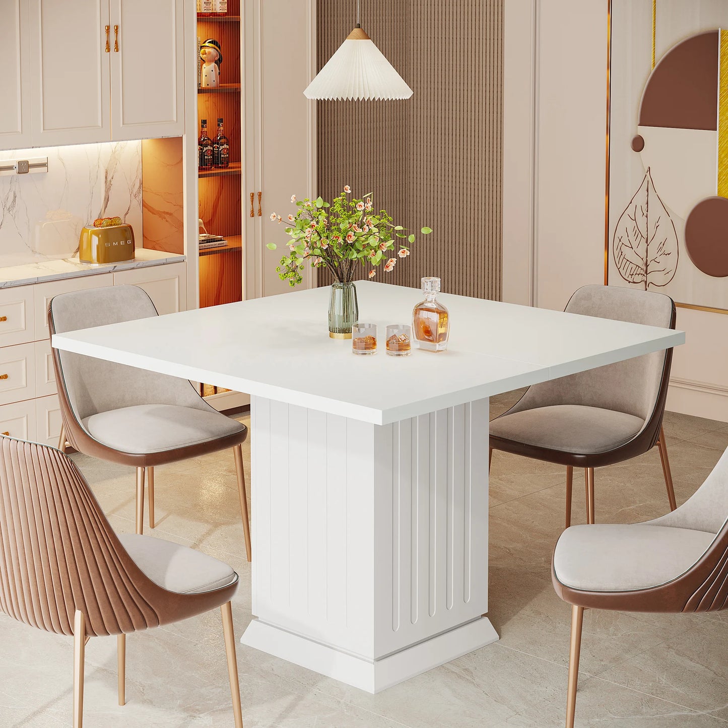 Tribesigns Square Dining Table With Placemats Seats Four