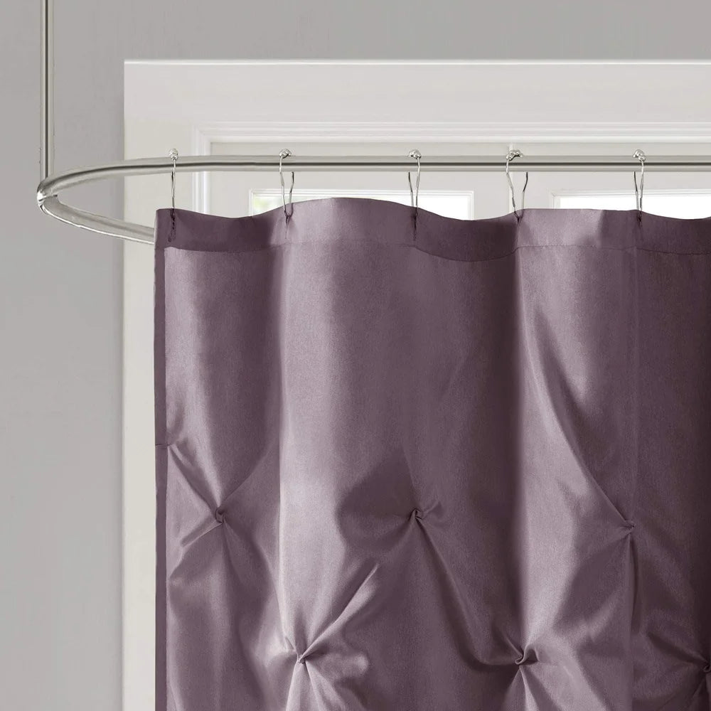 Plum Faux Satin Shower Curtain Lightweight Semi-Sheer Bathroom Decor 72x72 with 12 Button Holes Machine Washable Easy Care