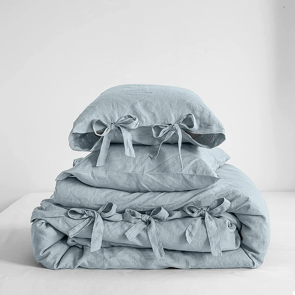 Simple Opulence Linen Bedding Set 3Pcs Flax Breathable
