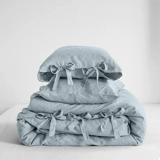 Simple Opulence Linen Bedding Set 3Pcs Flax Breathable