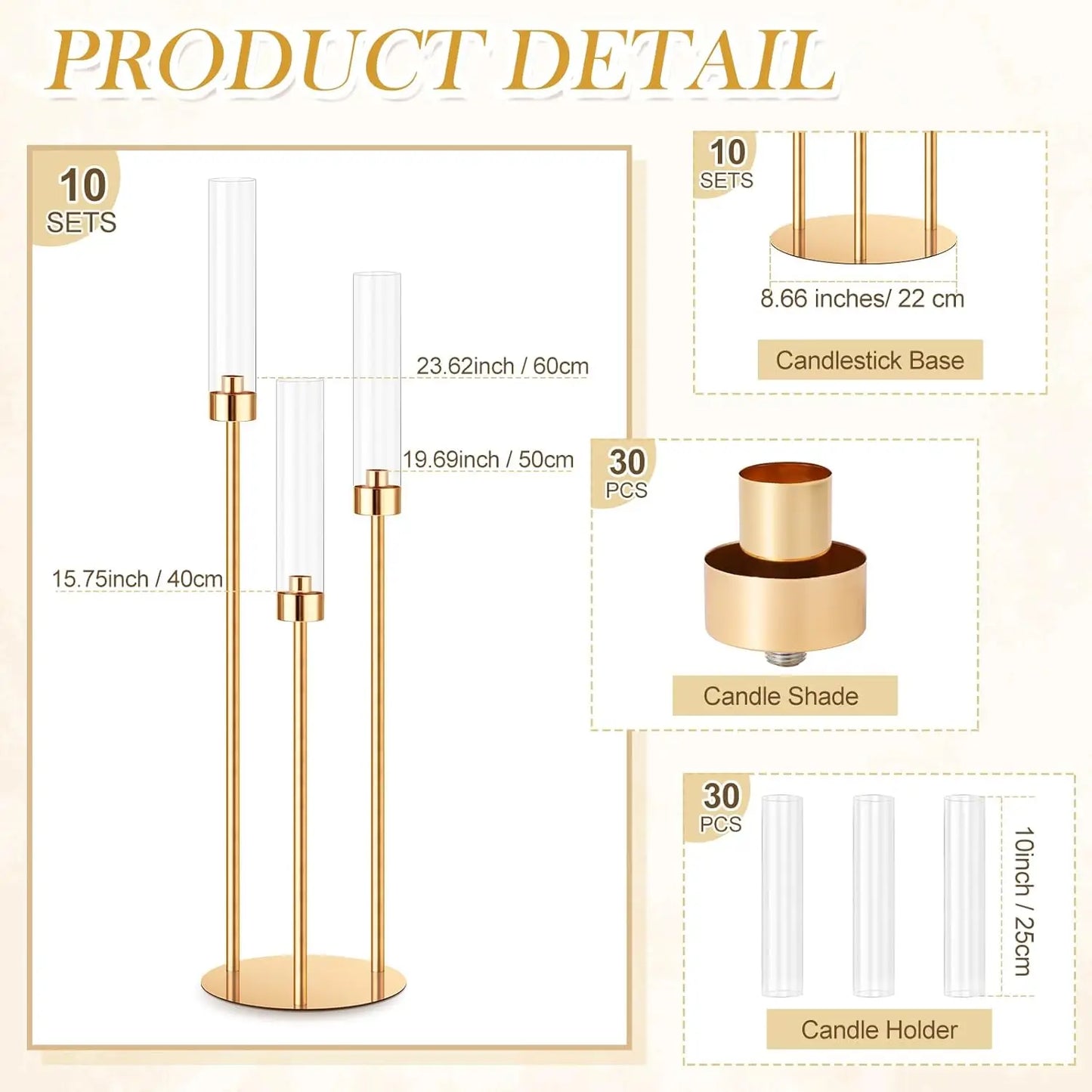 Warm Welcome Decor 3 Arm Candelabra Centerpiece Set