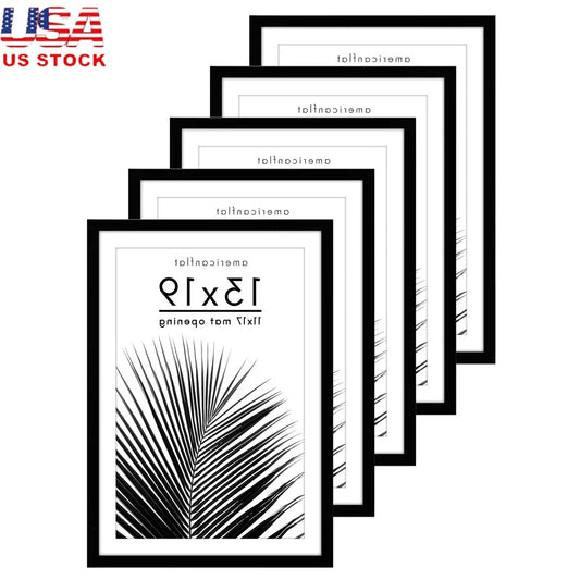 XMSJ 5 Pack Picture Frames with Plexiglass Cover Mat Display