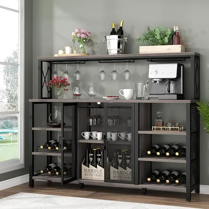 Color Bar Cabinet With Wine Rack And Glass Holder