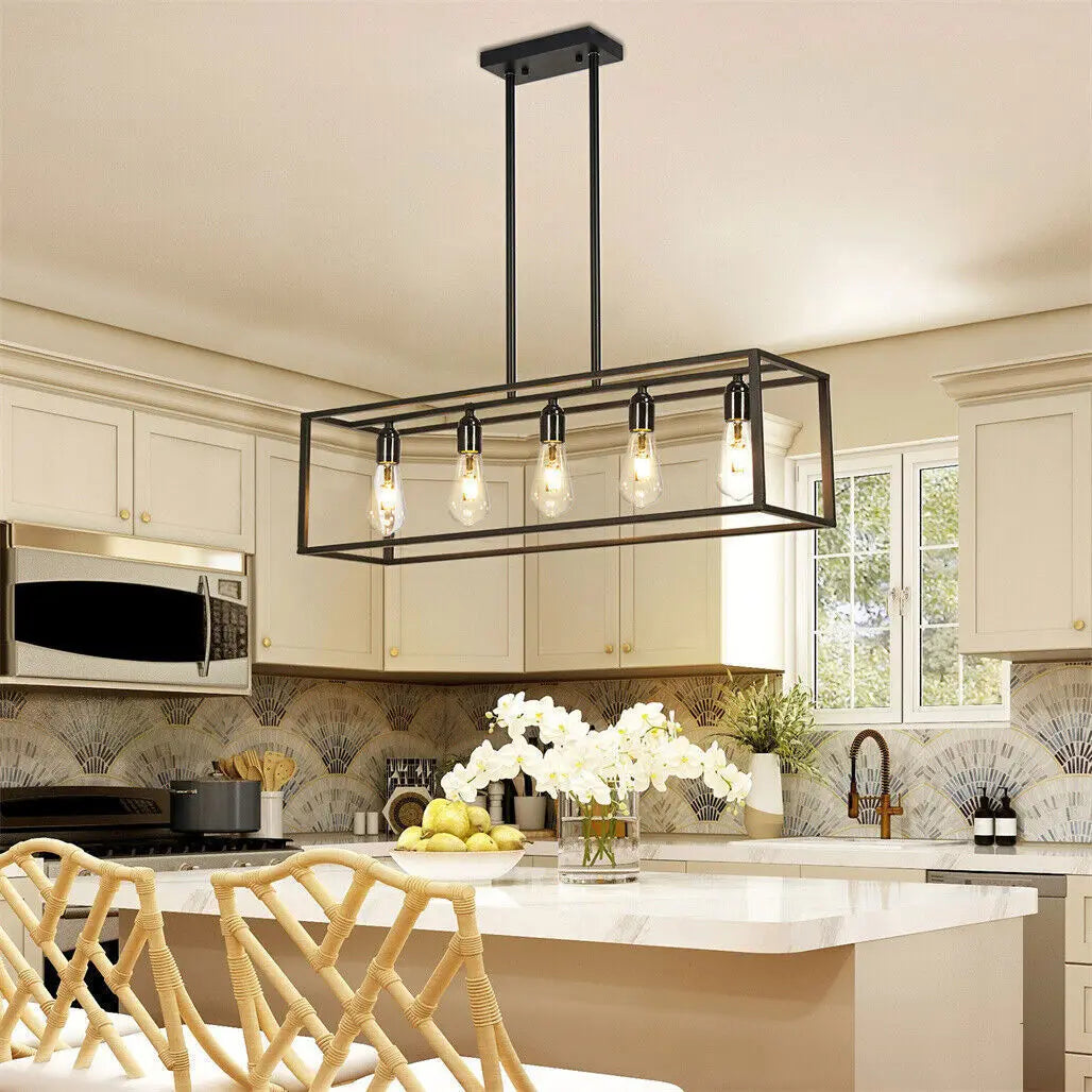 Vrygle Industrial Five Bulb Ceiling Lamp For Kitchen Island