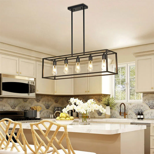 Vrygle Industrial Five Bulb Ceiling Lamp For Kitchen Island