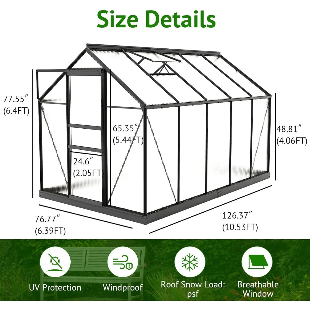 Sturdy Aluminum Outdoor Greenhouse Polycarbonate Enclosure