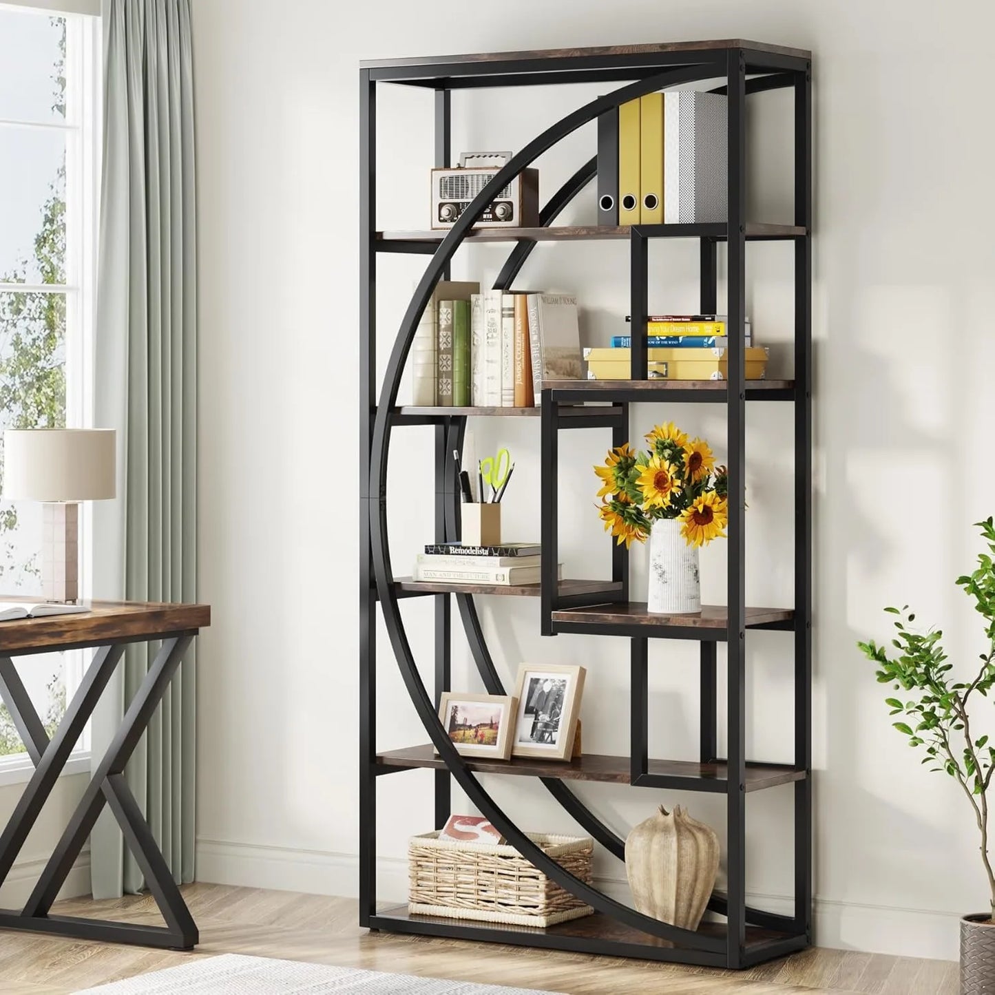 Little Tree Industrial 5-Tier Etagere Bookcase Display Shelving Unit
