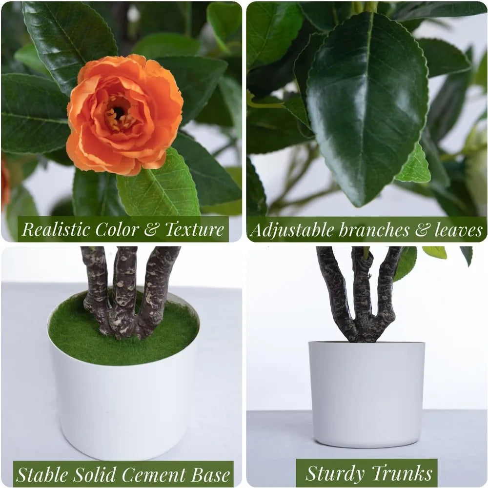Color Camellia Artificial Tree Faux Floral Indoor Outdoor