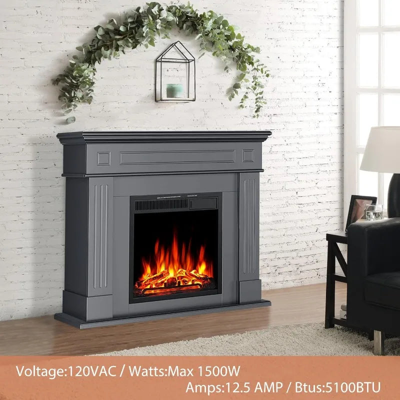 XMSJH Electric Fireplace Heater with Adjustable LED Flame Remote