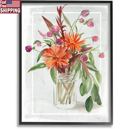 DUTRIEUX Summer Wildflower Bouquet Watercolor Art Framed