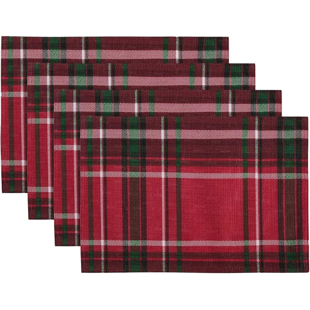 Warm Welcome Decor Rustic Plaid Christmas Table Placemats