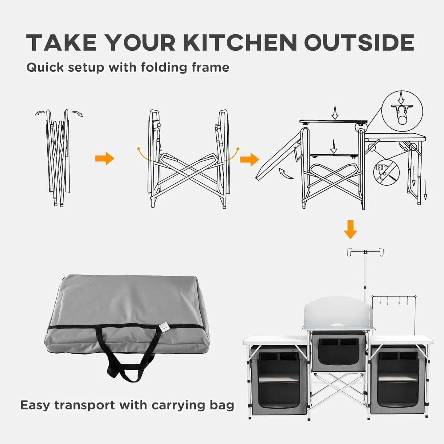 XMSJ Camping Kitchen Table Folding Aluminum Cook Station