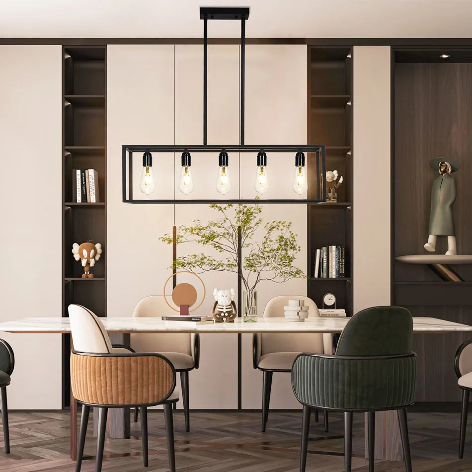Vrygle Industrial Five Bulb Ceiling Lamp For Kitchen Island