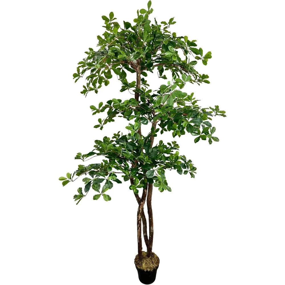 Cypress Alabaster Leaf Artificial Tree With Wood Trunks